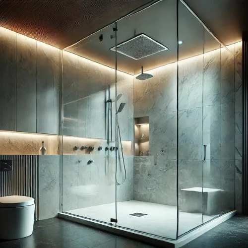 1. Frameless Glass Walk-In Shower