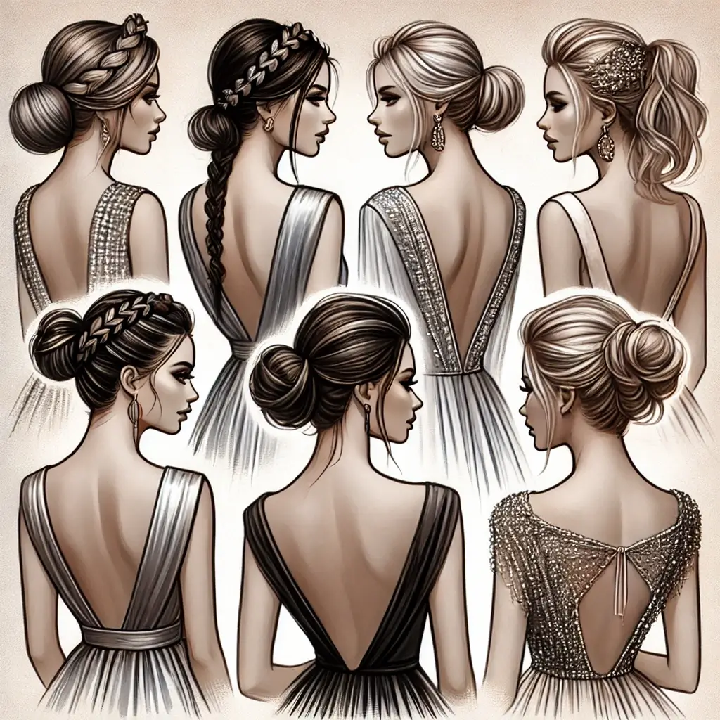 Image showcasing the best hairstyles for backless dresses.