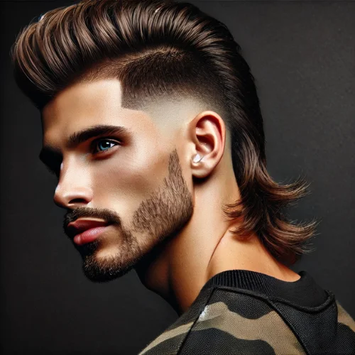 8. Mullet Fade con Desvanecido Bajo