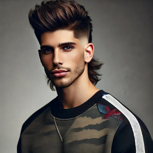 7. Mullet Fade con Desvanecido Medio