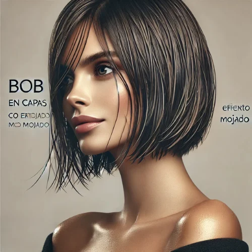 18. Bob en capas con efecto mojado