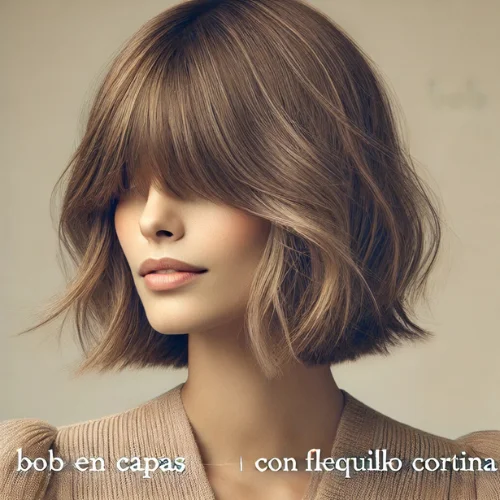 20. Bob en capas con flequillo cortina