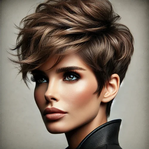 21. Corte pixie con capas y volumen en la coronilla