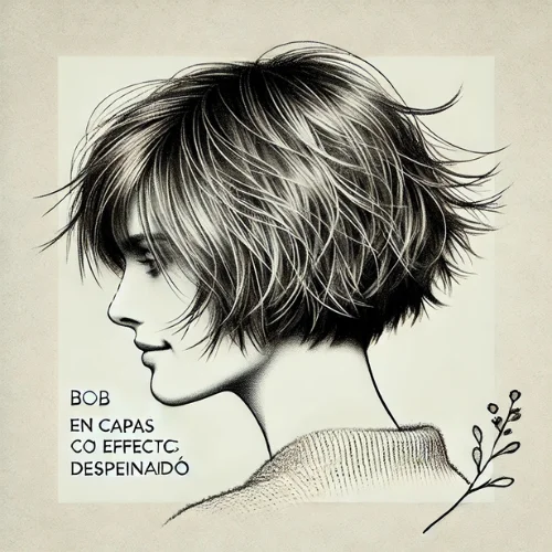 27. Bob corto en capas con efecto despeinado