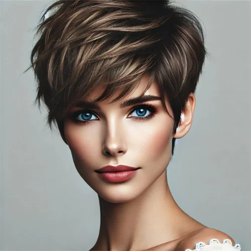 30. Corte pixie con capas y flequillo desfilado