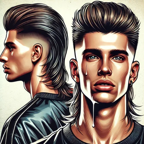 13. Mullet Fade con Efecto Mojado