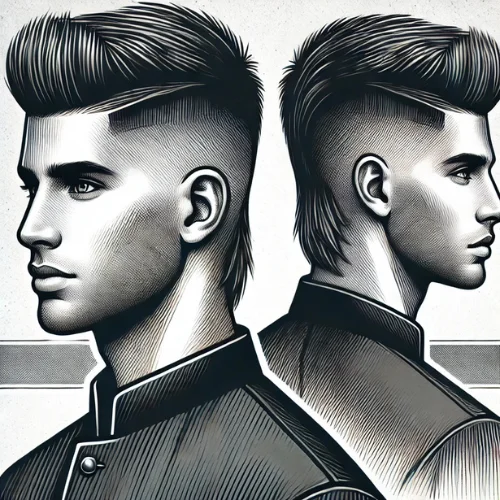 15. Mullet Fade con Corte Militar