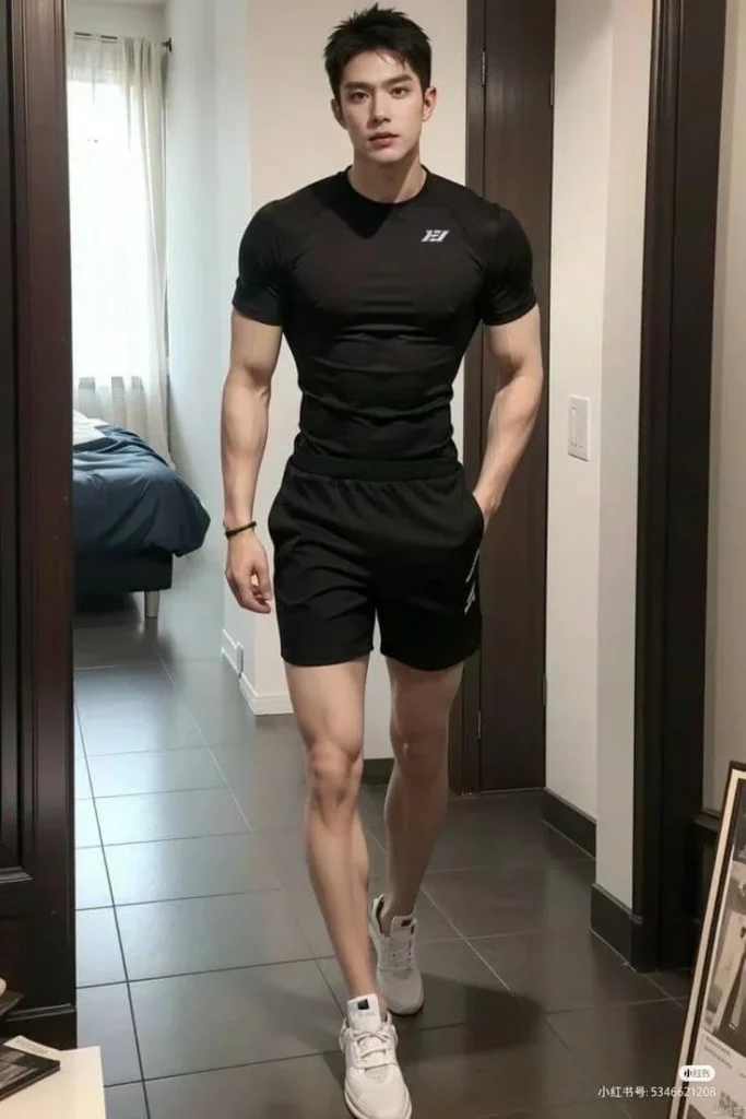 Fitness and Posture of clean boy