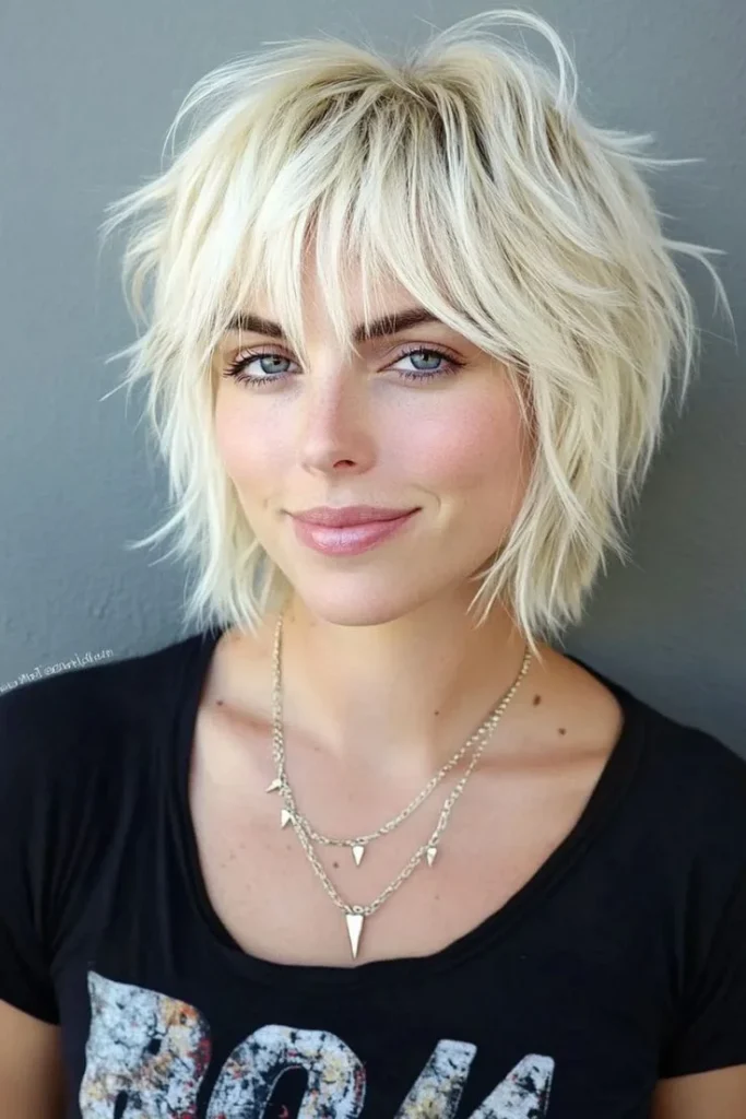 Platinum Blonde Wolf Cut