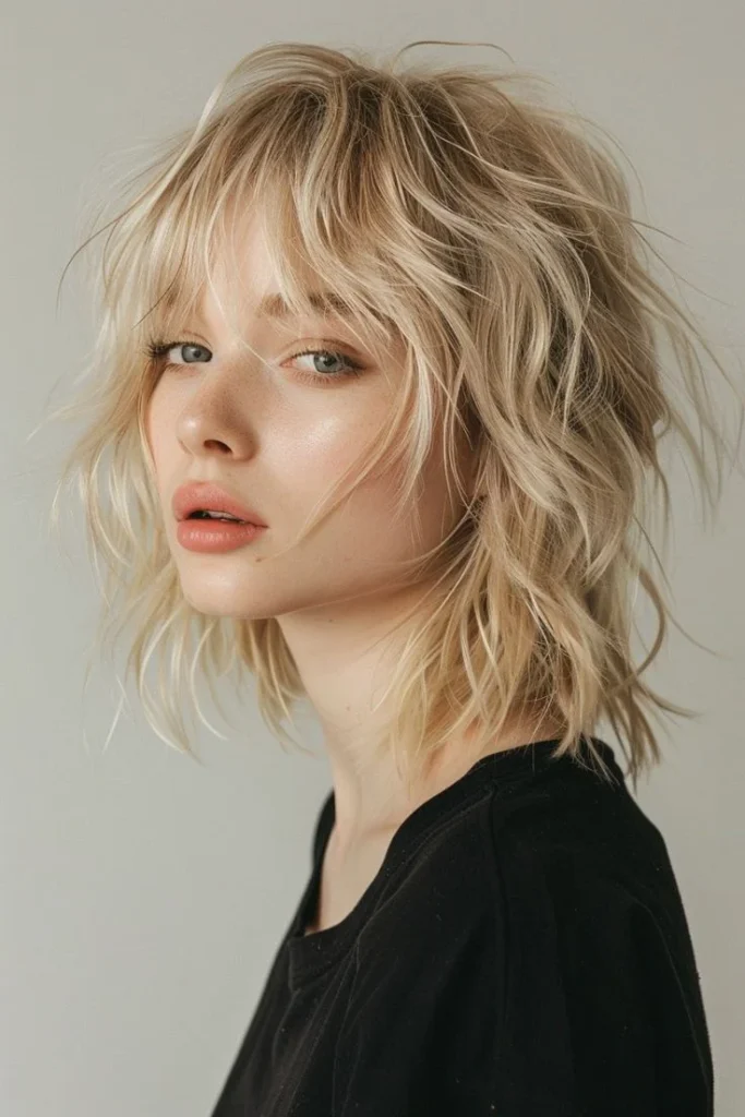 Tousled Blonde Wolf Cut